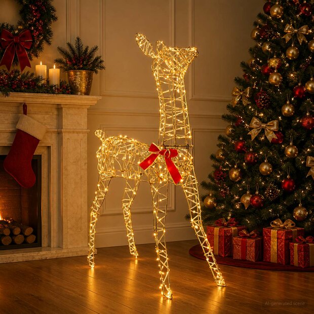 3D Kerst Rendier LOVIISA 285 LED&amp;apos;s Warmwit 70 x 26 x 100 cm 1