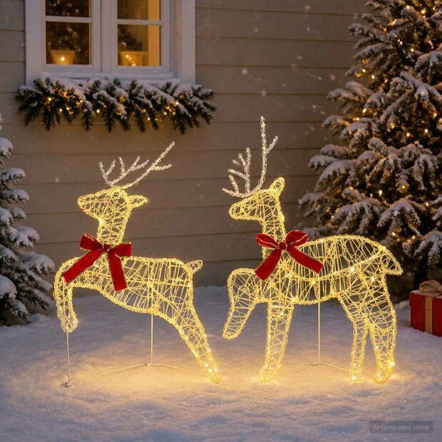Kerst Rendier 2 st 40 LED&amp;apos;s Warmwit 43 x 19 x 65 cm 1