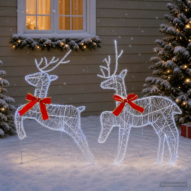 Kerst Rendier 2 st 40 LED&amp;apos;s Koel wit 43 x 19 x 65 cm 1