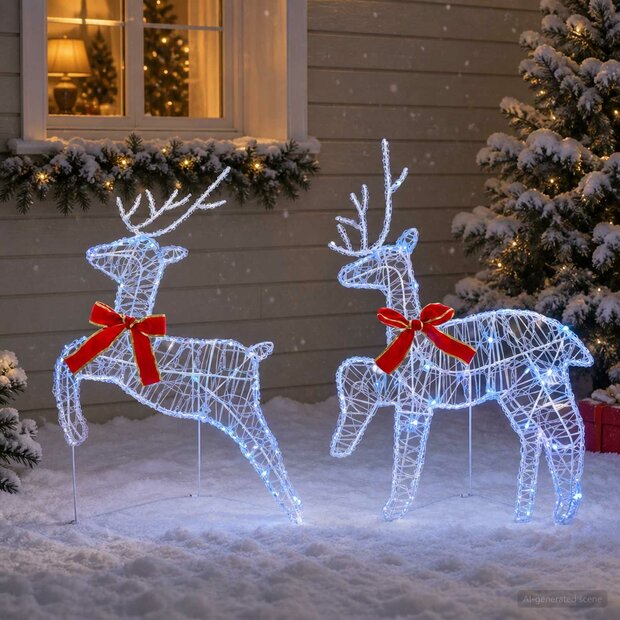 Kerst Rendier 2 st 40 LED&amp;apos;s Blauw 43 x 19 x 65 cm 1
