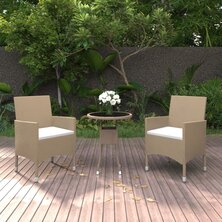 3-delige Tuinset poly rattan beige