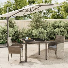 3-delige Tuinset met kussens poly rattan grijs