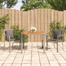 3-delige Tuinset met kussens poly rattan grijs