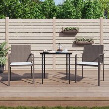 3-delige Tuinset met kussens poly rattan en staal