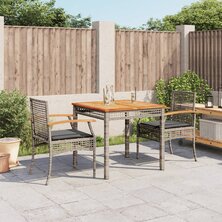 3-delige Tuinset met kussens poly rattan grijs