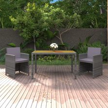 3-delige Tuinset met kussens poly rattan grijs