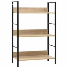 Boekenkast 3 schappen 60x27,6x90,5 cm bewerkt hout eikenkleurig