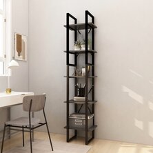 Boekenkast met 5 schappen 40x30x175 cm grenenhout grijs