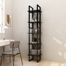 Boekenkast met 5 schappen 40x30x175 cm grenenhout zwart