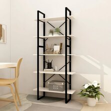 Boekenkast met 5 schappen 80x30x175 cm grenenhout wit