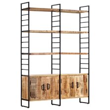 Boekenkast met 4 schappen 124x30x180 cm ruw mangohout