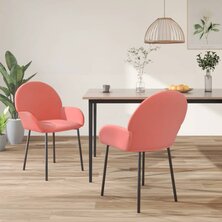 Eetkamerstoelen 2 st fluweel roze