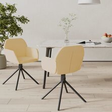 Eetkamerstoelen draaibaar 2 st fluweel cr&egrave;mekleurig