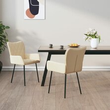 Eetkamerstoelen 2 st stof cr&egrave;mekleurig