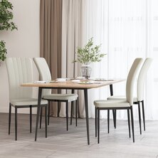 Eetkamerstoelen 4 st fluweel cr&egrave;mekleurig