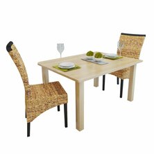 Eetkamerstoelen 2 st abaca en massief mangohout