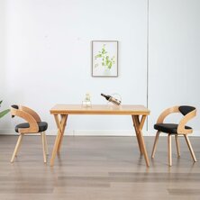 Eetkamerstoelen 2 st gebogen hout en kunstleer