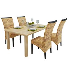 Eetkamerstoelen 2 st abaca en massief mangohout