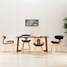 Eetkamerstoelen 4 st gebogen hout en kunstleer zwart