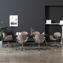 Eetkamerstoelen draaibaar 6 st stof taupe