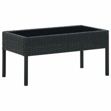 Tuintafel 75x40x37 cm poly rattan zwart