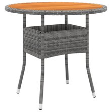 Tuintafel &Oslash;80x75 cm acaciahout en poly rattan grijs