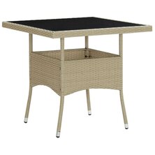 Tuintafel poly rattan en glas beige