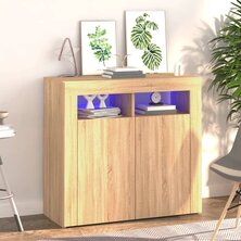 Dressoir met LED-verlichting 80x35x75 cm sonoma eikenkleurig