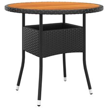 Tuintafel &Oslash;80x75 cm acaciahout en poly rattan zwart