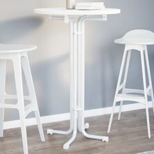 Eettafel &Oslash; 70x110 cm bewerkt hout en staal wit