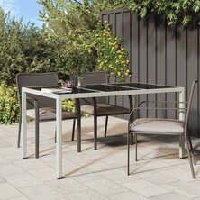 Tuintafel 150x90x75 cm gehard glas en poly rattan wit