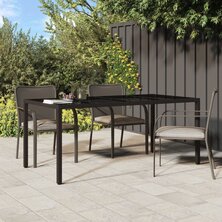 Tuintafel 190x90x75 cm gehard glas en poly rattan bruin