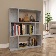 Boekenkast/kamerscherm 80x24x96 cm bewerkt hout betongrijs