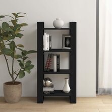 Boekenkast/kamerscherm 60x35x125 cm massief hout zwart