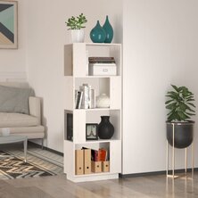 Boekenkast/kamerscherm 51x25x132 cm massief grenenhout wit