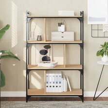 Boekenkast 4-laags 76x32x123 cm bewerkt hout sonoma eikenkleur