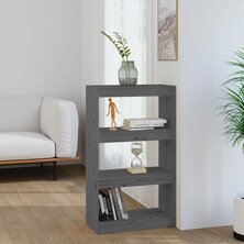 Boekenkast/kamerscherm 60x30x103,5 cm massief grenenhout grijs 8720286608654