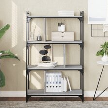 Boekenkast 4-laags 76x32x123 cm bewerkt hout grijs sonoma