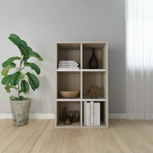 Boekenkast/dressoir 66x30x98 cm bewerkt hout wit sonoma eiken