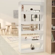 Boekenkast/kamerscherm 80x30x166 cm spaanplaat hoogglans wit