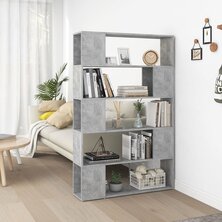 Boekenkast/kamerscherm 100x24x155 cm spaanplaat betongrijs