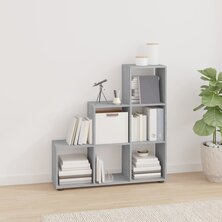 Boekenkast trapvormig 107 cm bewerkt hout grijs sonoma eiken