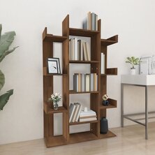 Boekenkast 86x25,5x140 cm bewerkt hout bruin eikenkleur