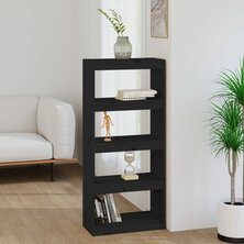 Boekenkast/kamerscherm 60x30x135,5 cm massief grenenhout zwart 8720286608722