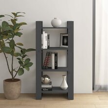 Boekenkast/kamerscherm 60x35x125 cm massief hout grijs