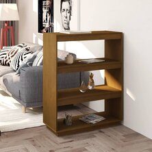 Boekenkast/kamerscherm 80x35x103 cm grenenhout honingbruin