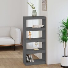 Boekenkast/kamerscherm 60x30x135,5 cm massief grenenhout grijs 8720286608708