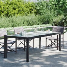 Tuintafel 190x90x75 cm gehard glas en poly rattan black