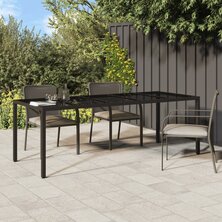 Tuintafel 250x100x75 cm gehard glas en poly rattan bruin