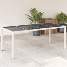 Tuintafel met glazen blad 190x90x75 cm poly rattan wit